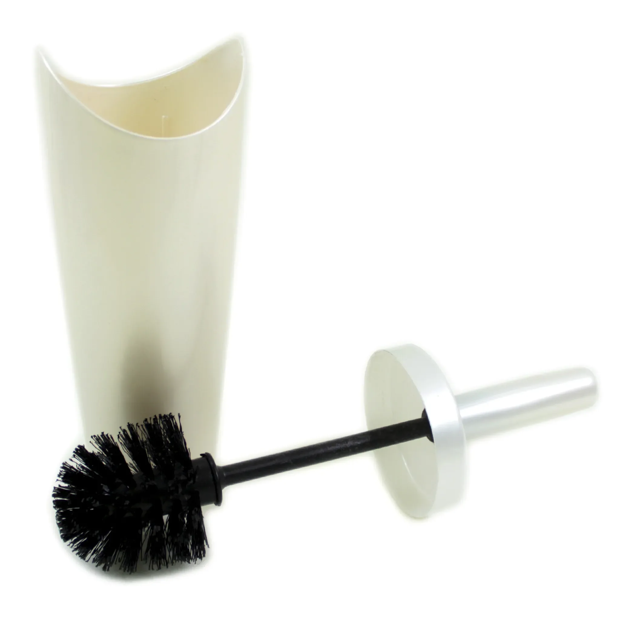 WC-Garnitur mit Klobürste – Weiß/Beige